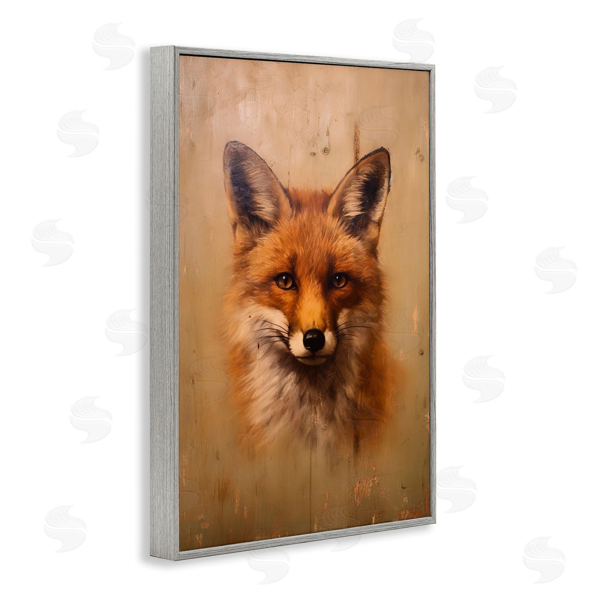 Woodland Fox Face Grey Frame Print Wall Art, Home Decor by Petal Prints Design