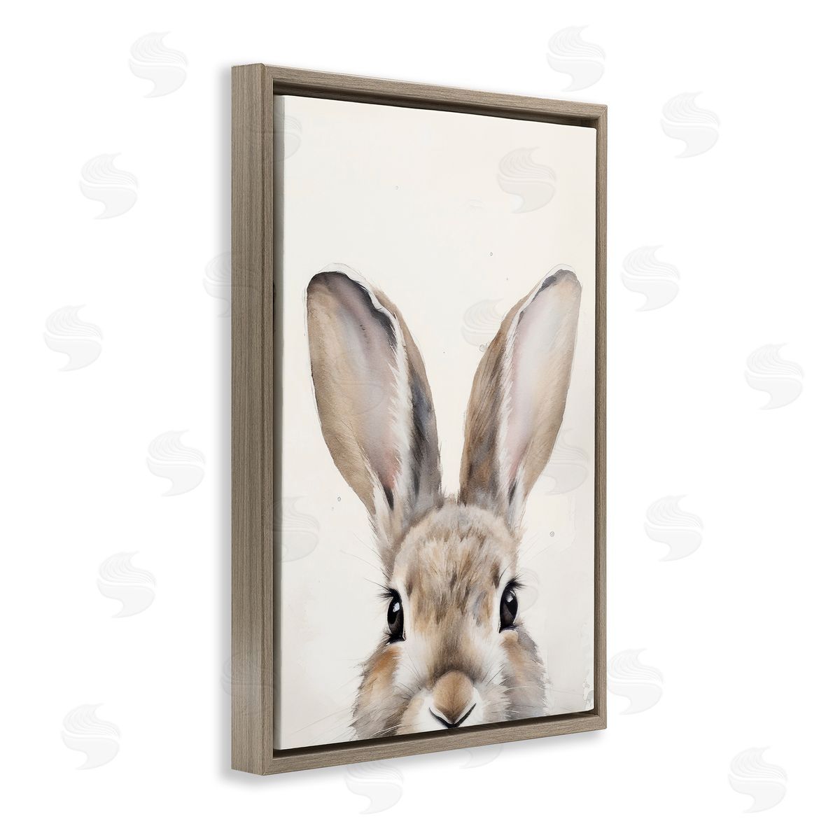 Peeking Rabbit Eyes Brown Floating Frame Canvas Wall Art, Home Decor by Petal Prints Design