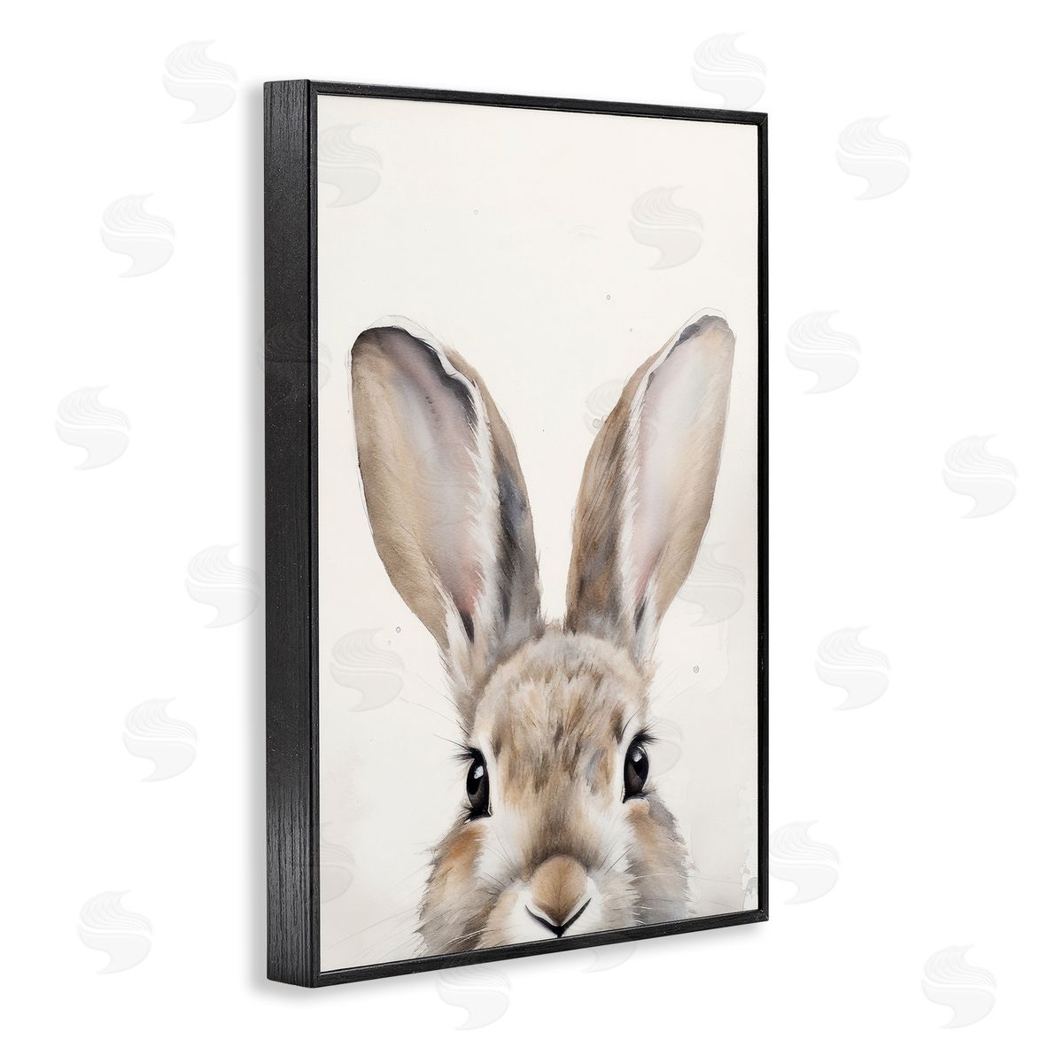 Peeking Rabbit Eyes Black Frame Print Wall Art, Home Decor by Petal Prints Design