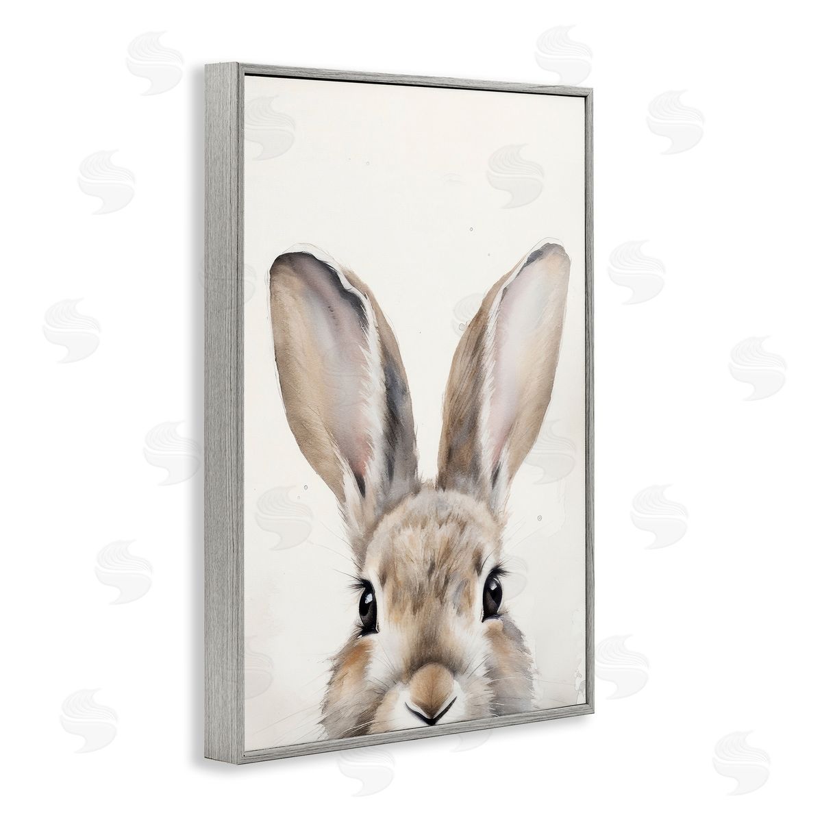 Peeking Rabbit Eyes Grey Frame Print Wall Art, Home Decor by Petal Prints Design