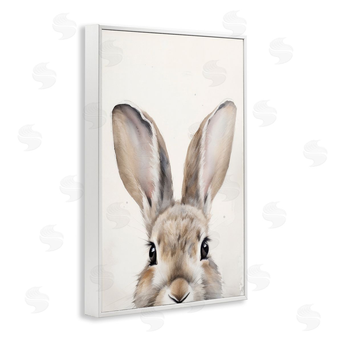 Peeking Rabbit Eyes White Frame Print Wall Art, Home Decor by Petal Prints Design