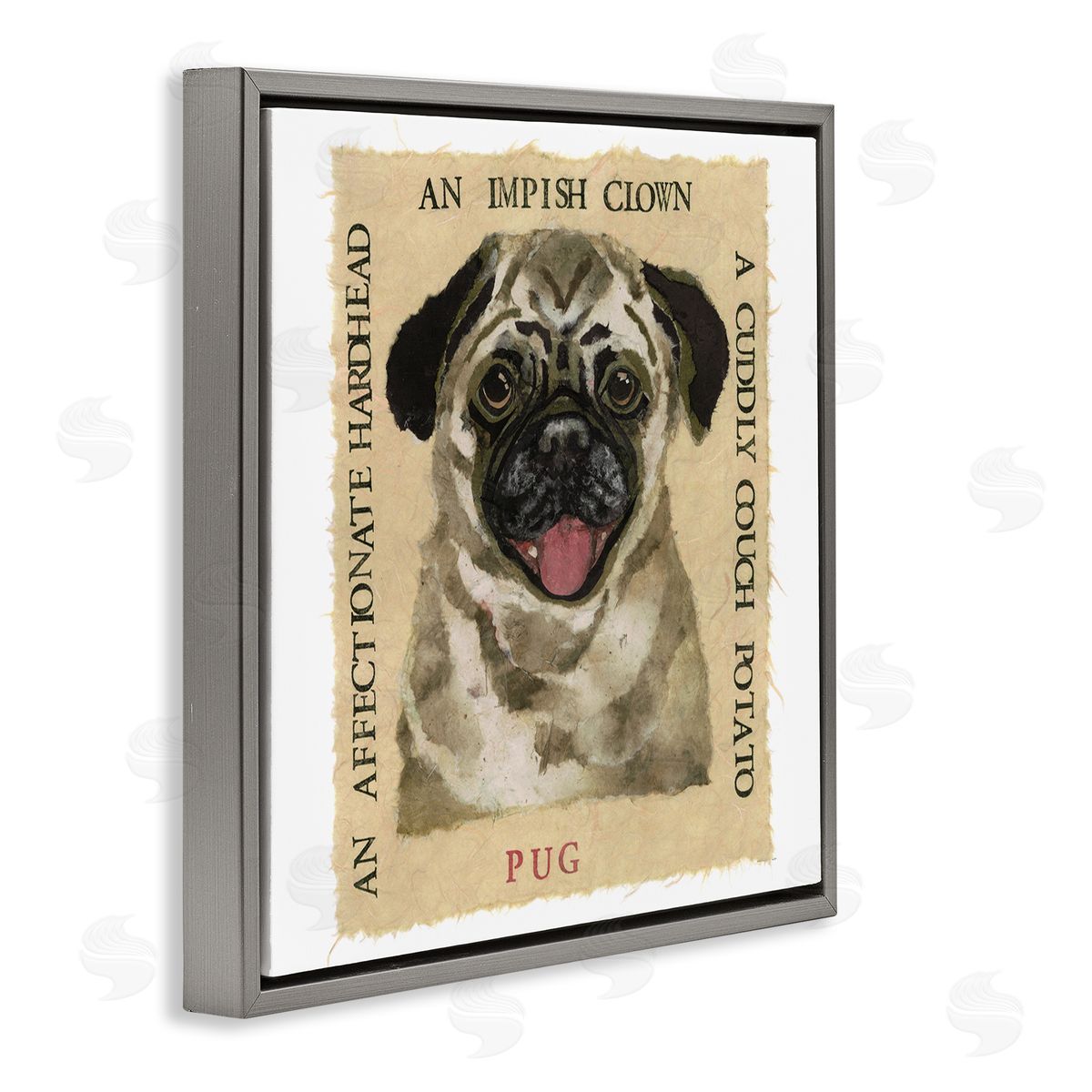Nancy Overton Fun Pug Pet Phrases Gray Floating Frame Canvas Wall Art Print