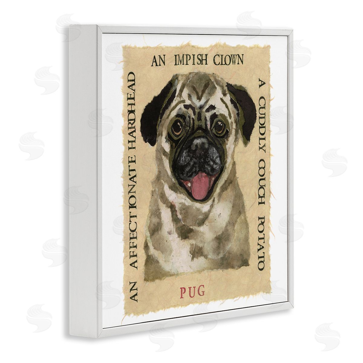 Nancy Overton Fun Pug Pet Phrases White Framed Giclee Wall Art Print