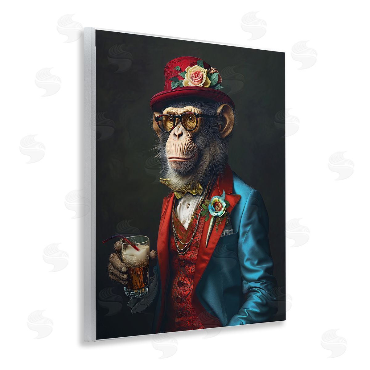 Monkey with Fancy Outfit Wood Plaque Wall Art, Home Decor by Ray Heere