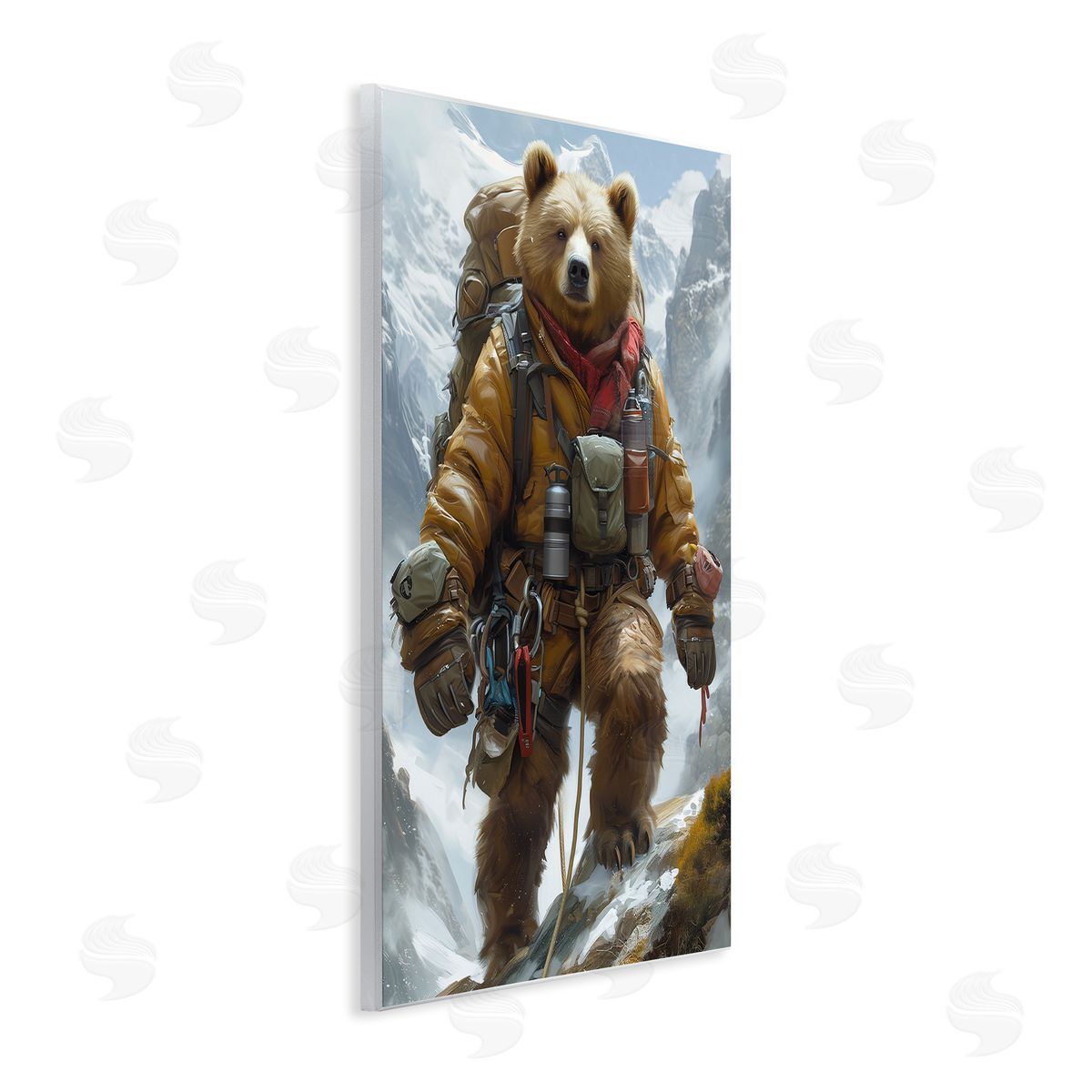 Mountain Hiking Bear Wood Plaque Wall Art, Home Decor by Ray Heere