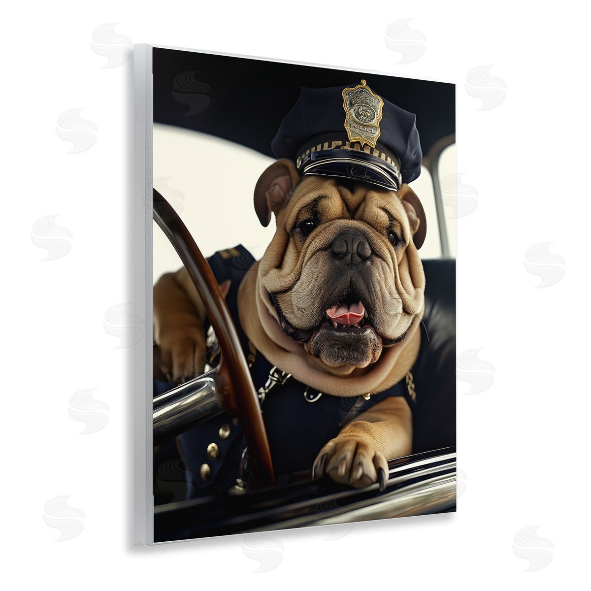 Police Dog in Car Wood Plaque Wall Art, Home Decor by Ray Heere