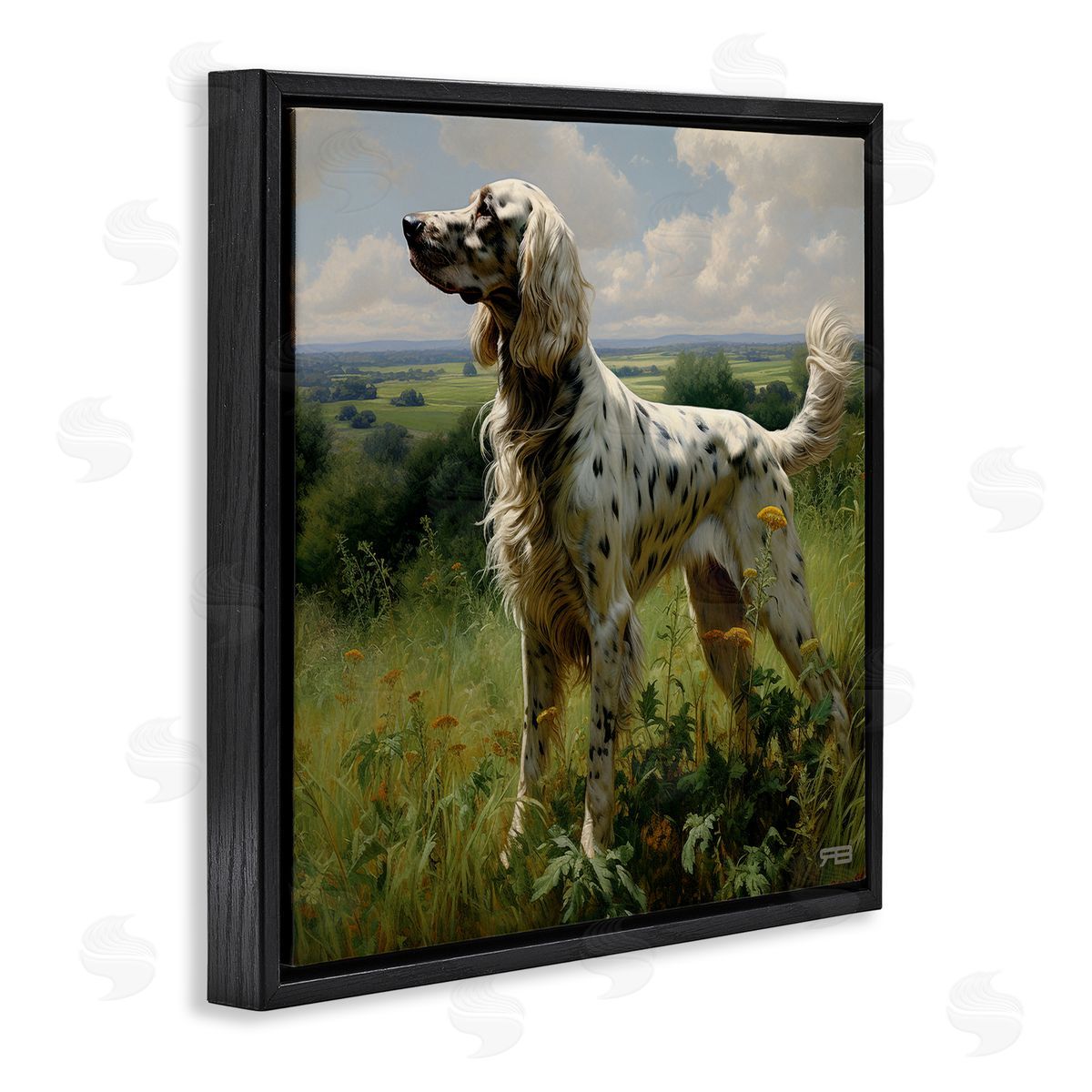 Dalmatian Dog in Countryside Black Floating Frame Canvas Wall Art, Home Decor by Roozbeh Bahramali