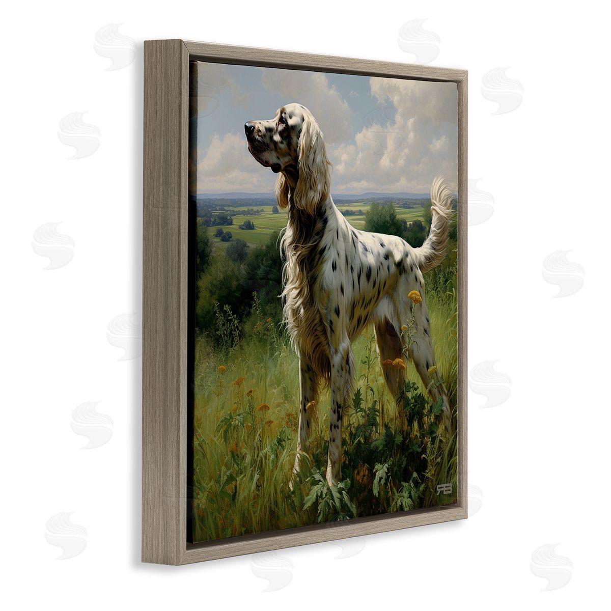 Dalmatian Dog in Countryside Brown Floating Frame Canvas Wall Art, Home Decor by Roozbeh Bahramali