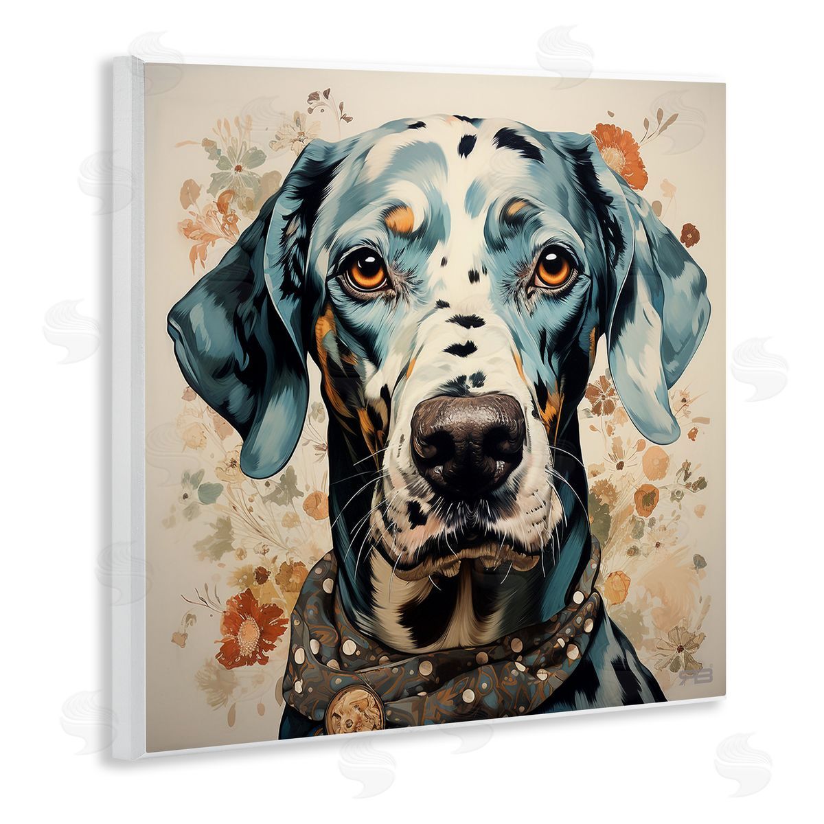 Dog Portrait with Paint Splatter Wood Plaque Wall Art, Home Decor by Roozbeh Bahramali