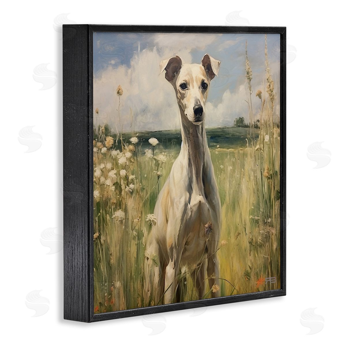 Greyhound Dog Landscape Black Frame Print Wall Art, Home Decor by Roozbeh Bahramali