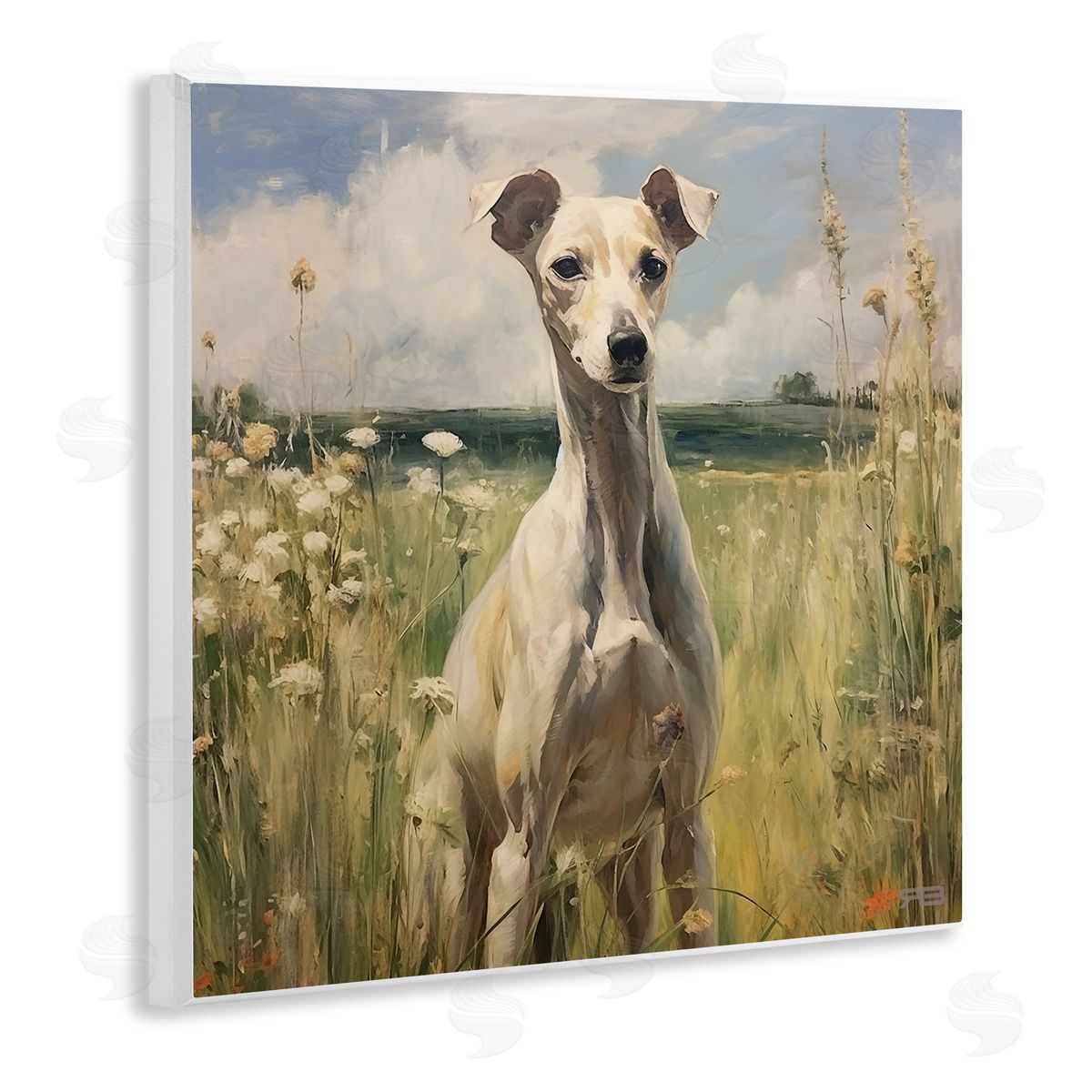 Greyhound Dog Landscape Wood Plaque Wall Art, Home Decor by Roozbeh Bahramali