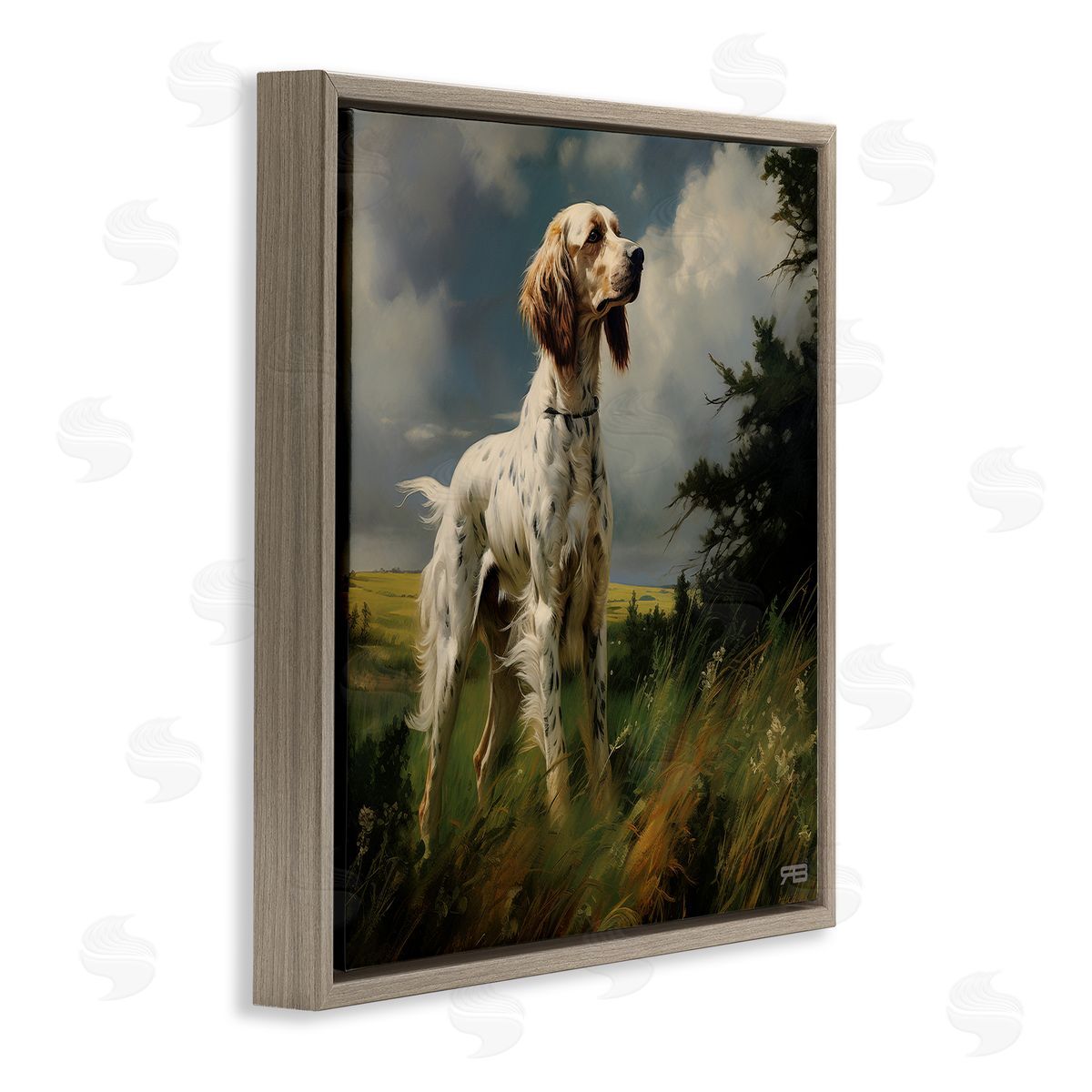 Windswept Country Dog Brown Floating Frame Canvas Wall Art, Home Decor by Roozbeh Bahramali