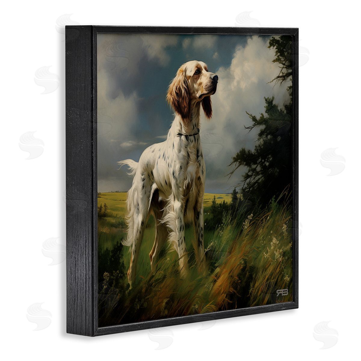 Windswept Country Dog Black Frame Print Wall Art, Home Decor by Roozbeh Bahramali