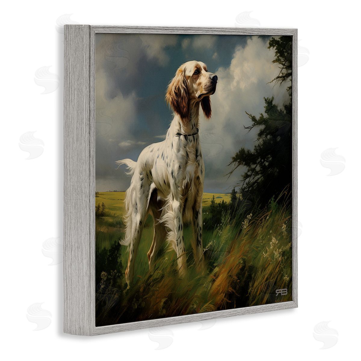 Windswept Country Dog Grey Frame Print Wall Art, Home Decor by Roozbeh Bahramali