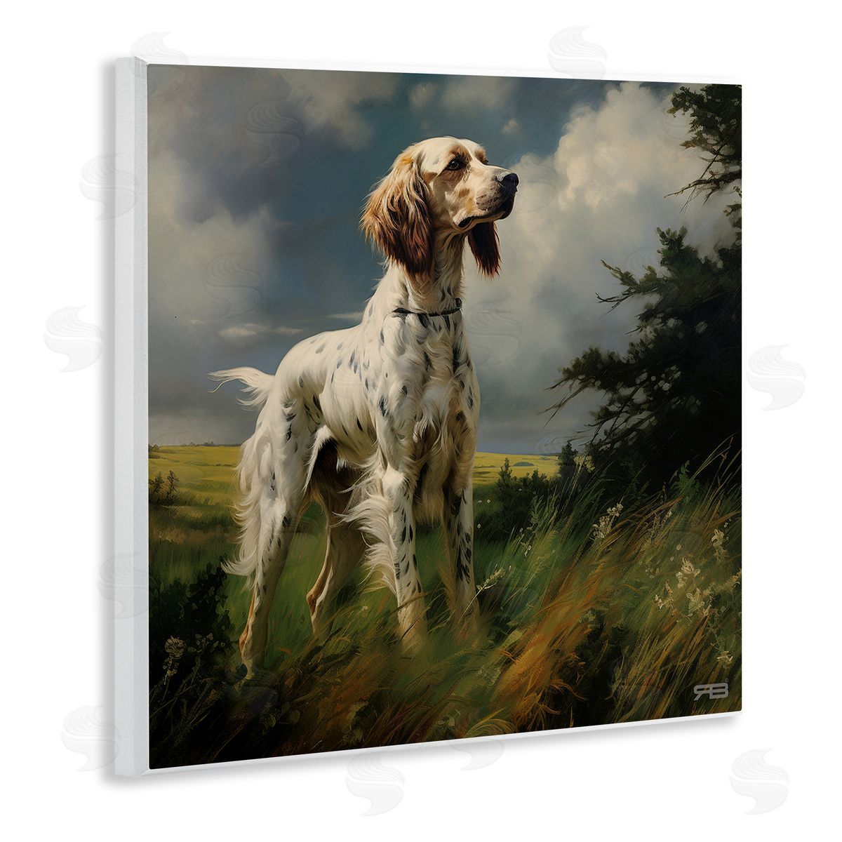 Windswept Country Dog Wood Plaque Wall Art, Home Decor by Roozbeh Bahramali