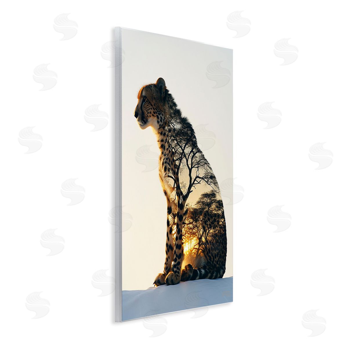 Leopard with Silhouette Wood Plaque Wall Art, Home Decor by Roozbeh Bahramali