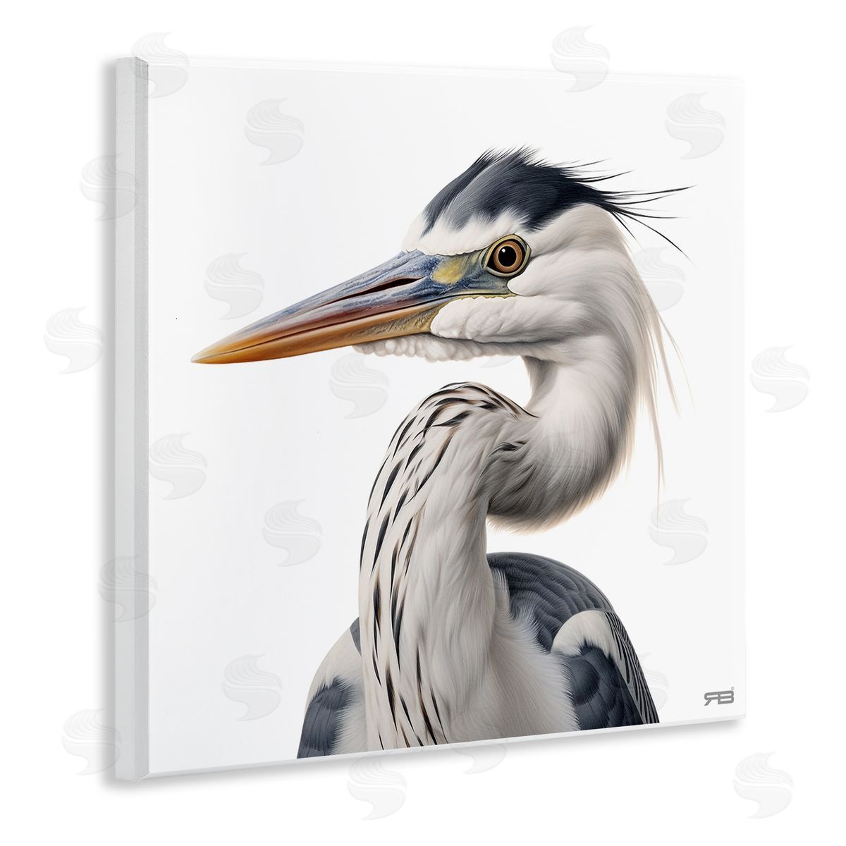 Stoic Heron Looking Left Wood Plaque Wall Art, Home Decor by Roozbeh Bahramali