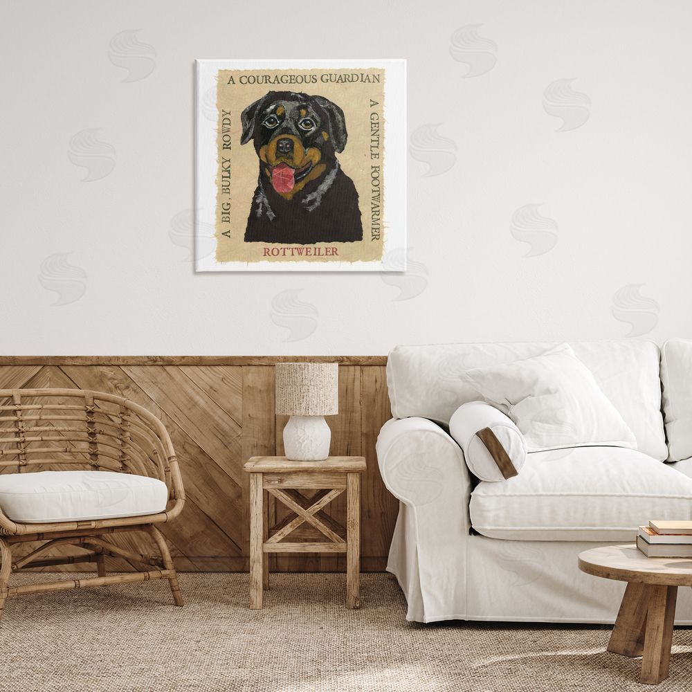 Nancy Overton Fun Rottweiler Pet Phrases Canvas Wall Art Print in Room