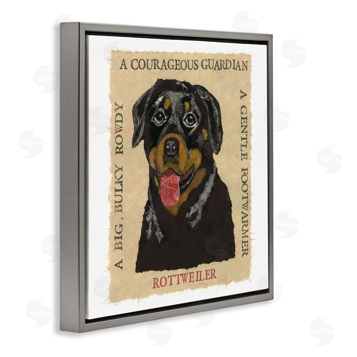 Nancy Overton Fun Rottweiler Pet Phrases Gray Floating Frame Canvas Wall Art Print