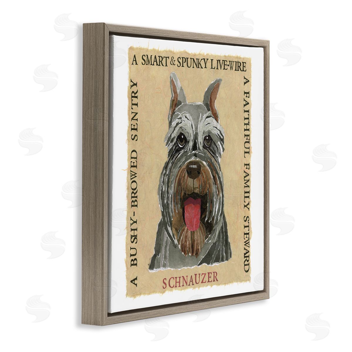 Nancy Overton Fun Schnauzer Pet Phrases Brown Floating Frame Canvas Wall Art Print