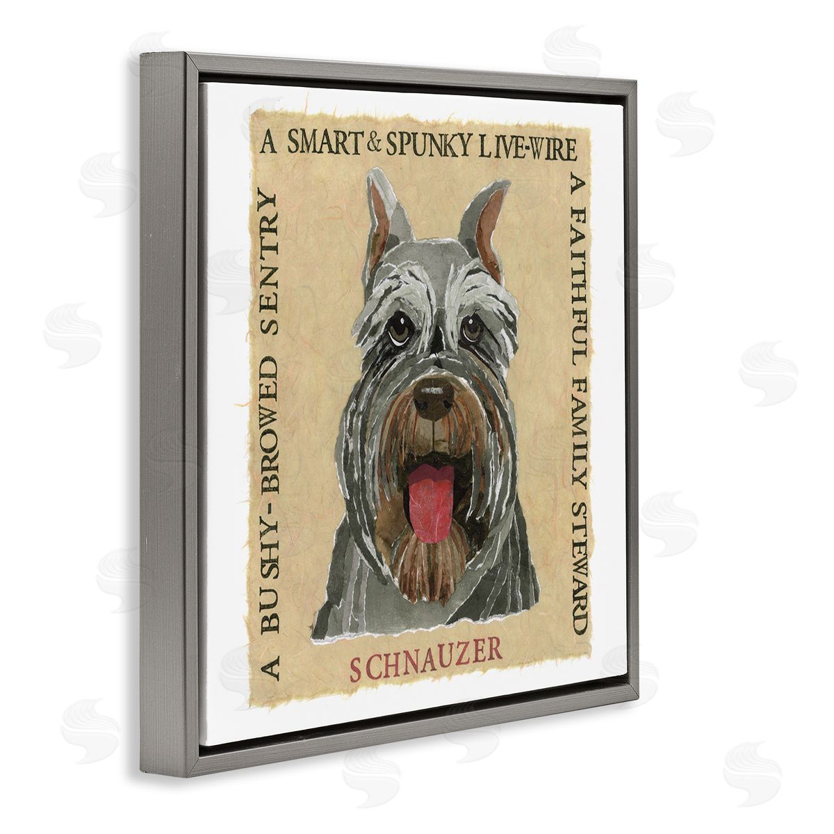 Nancy Overton Fun Schnauzer Pet Phrases Gray Floating Frame Canvas Wall Art Print