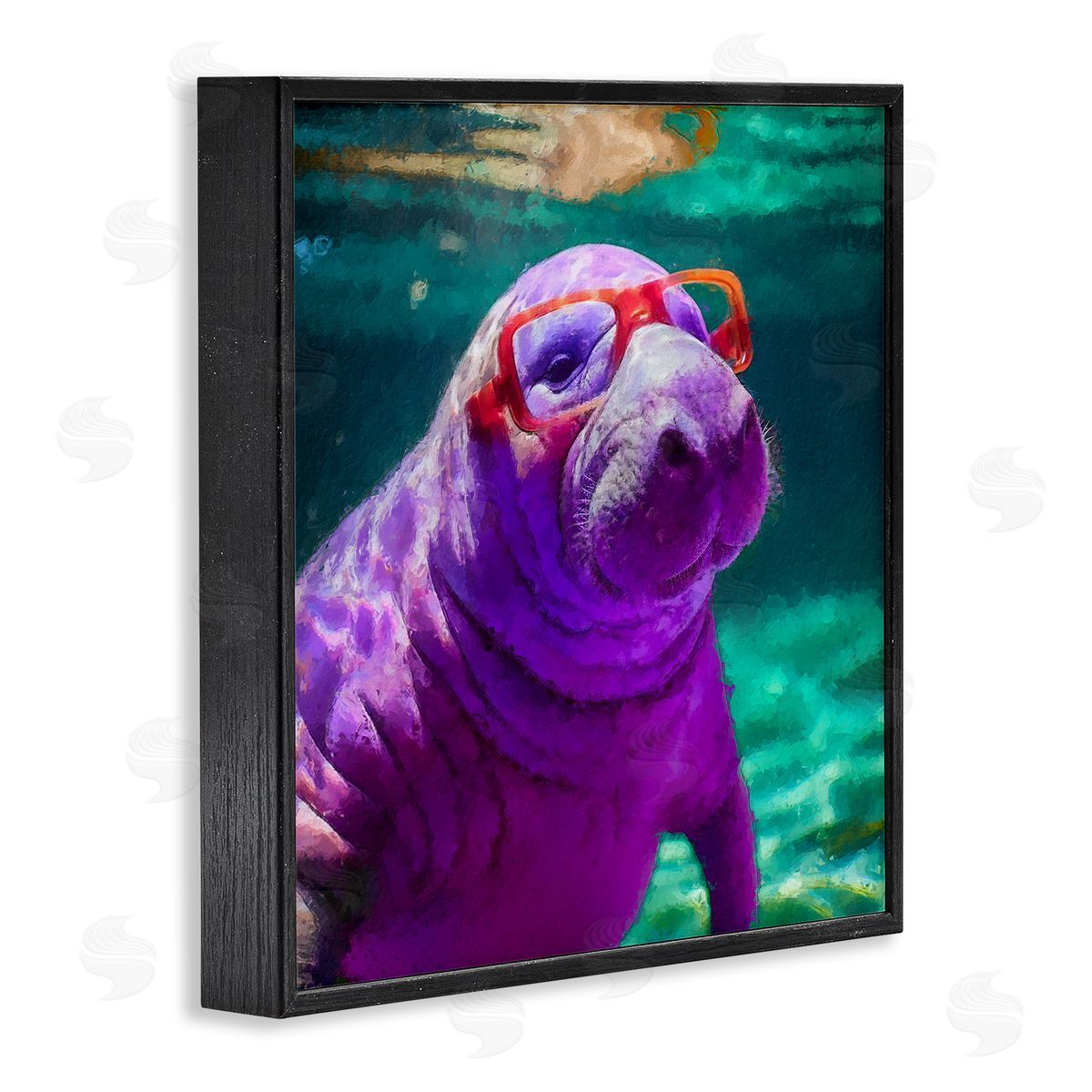 Manatee with Glasses Black Frame Print Wall Art, Home Decor by Sean Parnell
