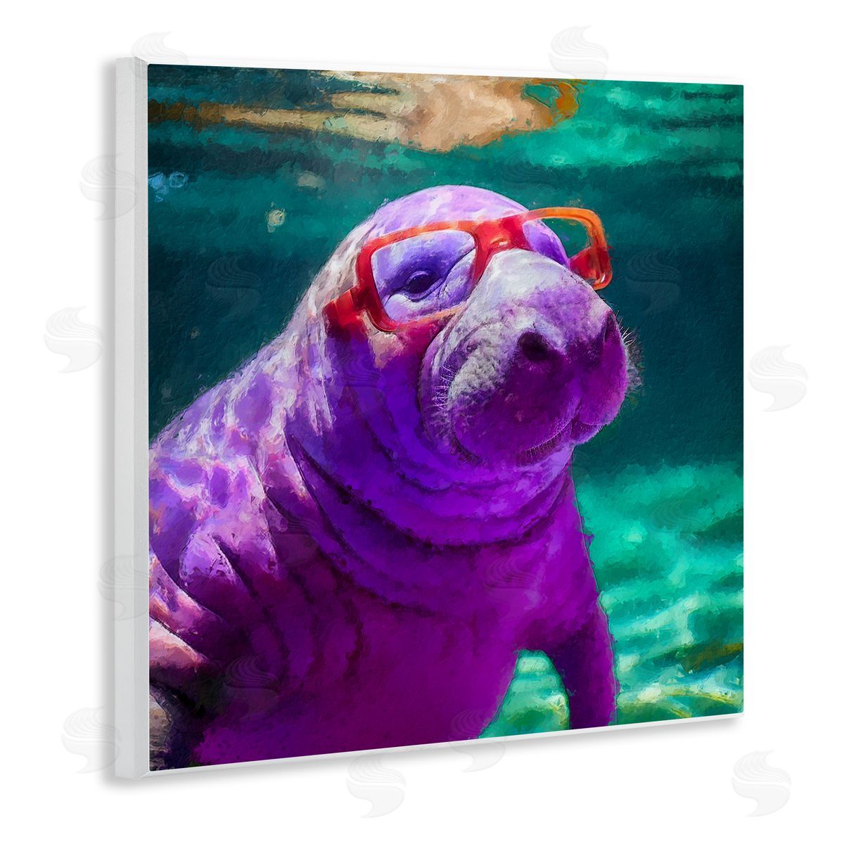 Manatee with Glasses Wood Plaque Wall Art, Home Decor by Sean Parnell