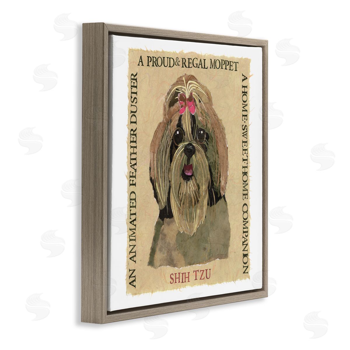Nancy Overton Fun Shih Tzu Pet Phrases Brown Floating Frame Canvas Wall Art Print