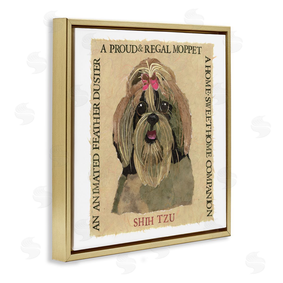 Nancy Overton Fun Shih Tzu Pet Phrases Gold Floating Frame Canvas Wall Art Print