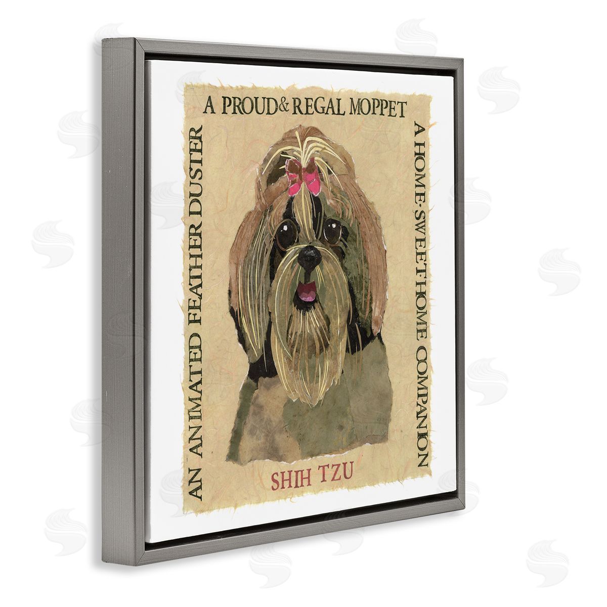 Nancy Overton Fun Shih Tzu Pet Phrases Gray Floating Frame Canvas Wall Art Print