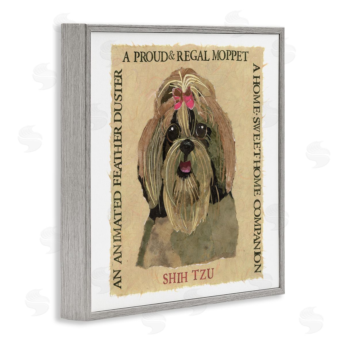 Nancy Overton Fun Shih Tzu Pet Phrases Gray Framed Giclee Wall Art Print