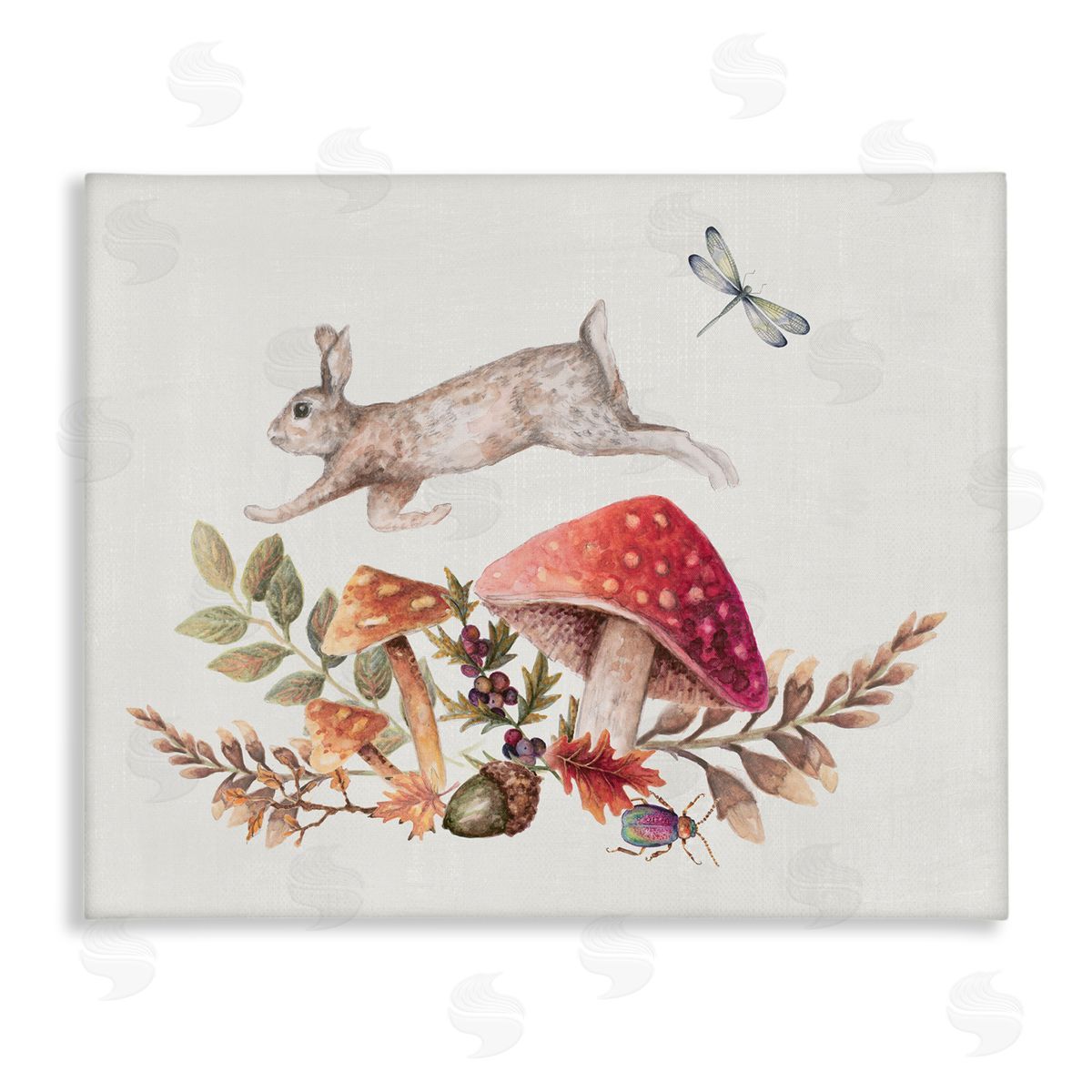 Rustic Botanicals and Hare Canvas Wall Art, Home Decor by Janice Gaynor