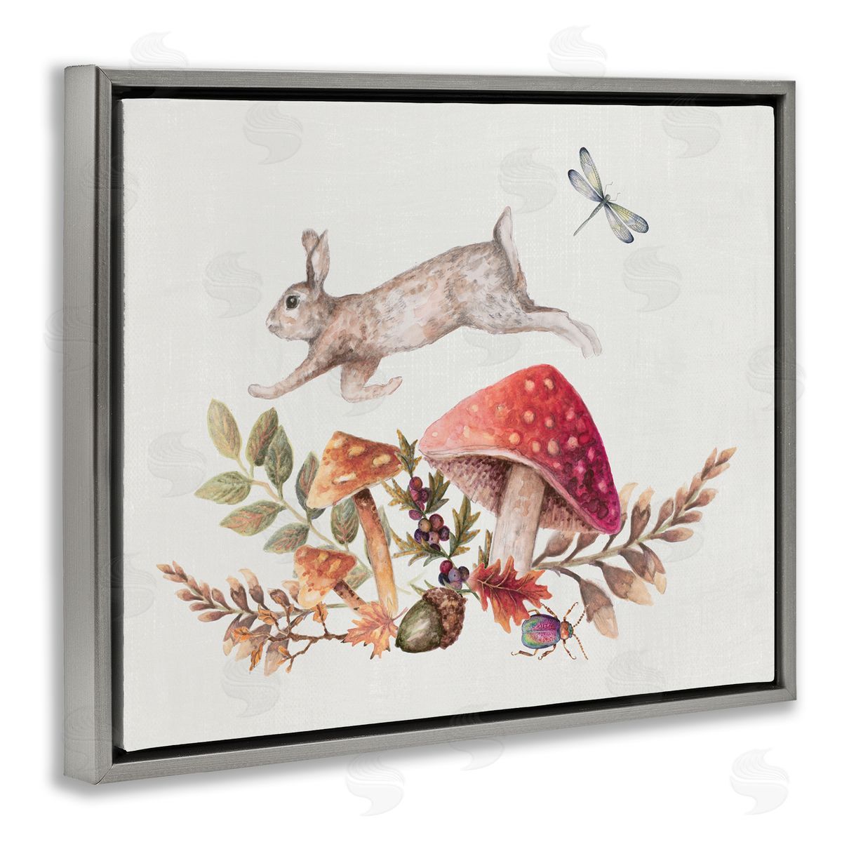 Rustic Botanicals and Hare Grey Floating Frame Canvas Wall Art, Home Decor by Janice Gaynor