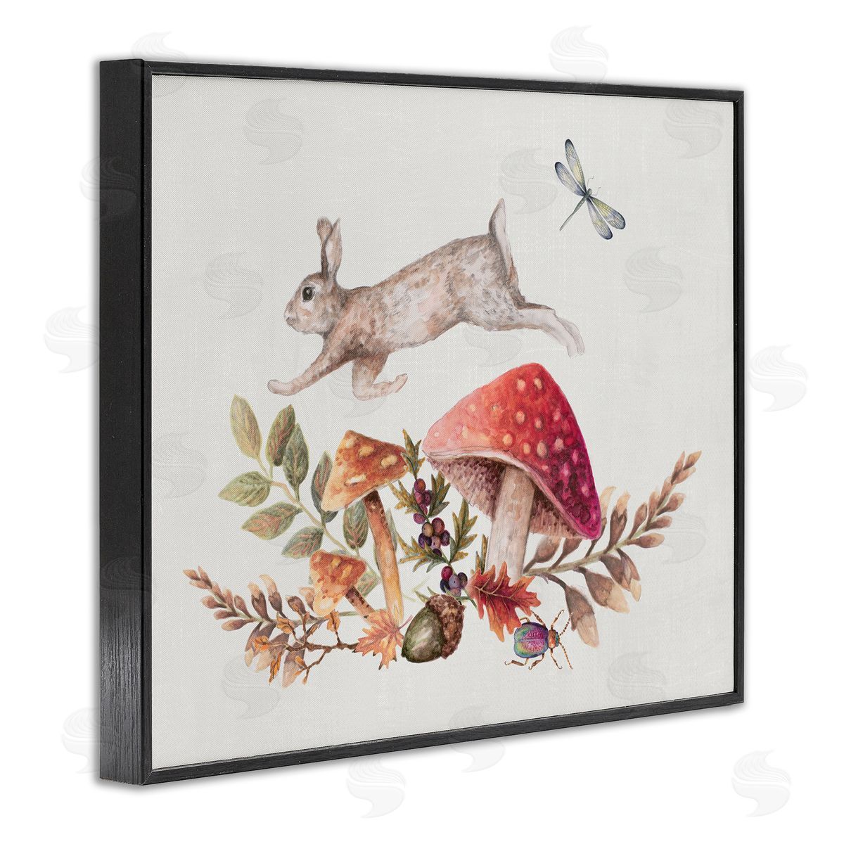 Rustic Botanicals and Hare Black Frame Print Wall Art, Home Decor by Janice Gaynor
