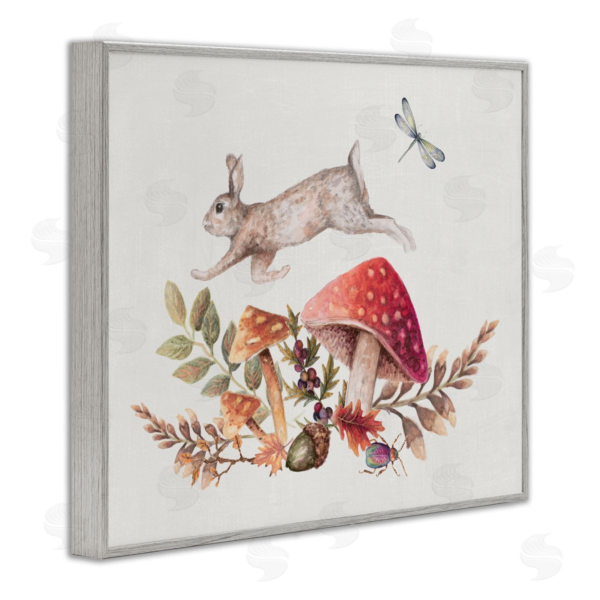 Rustic Botanicals and Hare Grey Frame Print Wall Art, Home Decor by Janice Gaynor