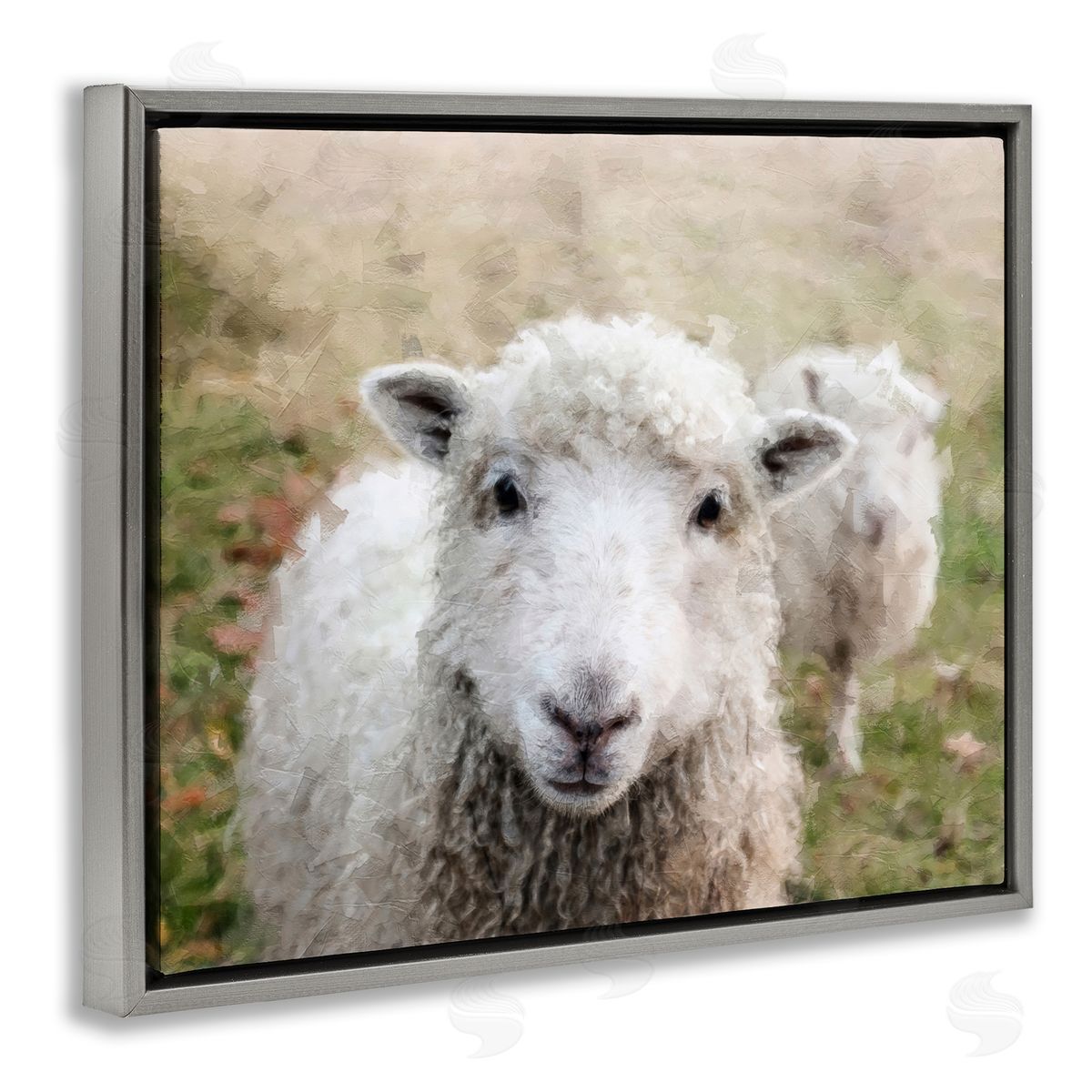 Close Up Sheep Gaze Grey Floating Frame Canvas Wall Art, Home Decor by Sundance Group, LLC.