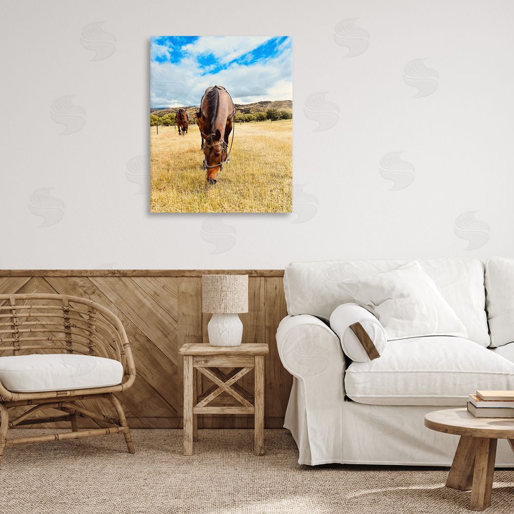 Kali Wilson Grazing Horses Pasture Canvas Wall Art Print in Room