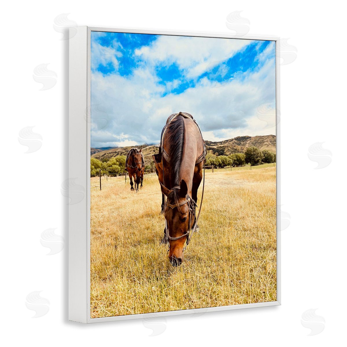Kali Wilson Grazing Horses Pasture White Framed Giclee Wall Art Print