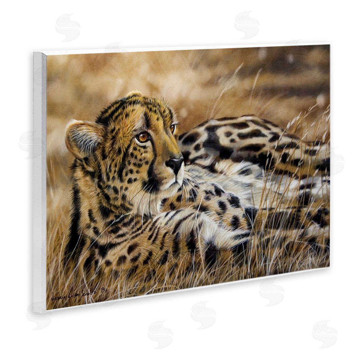 Relaxing Leopard Scenery Wood Plaque Wall Art, Home Decor by Victoria Schultz