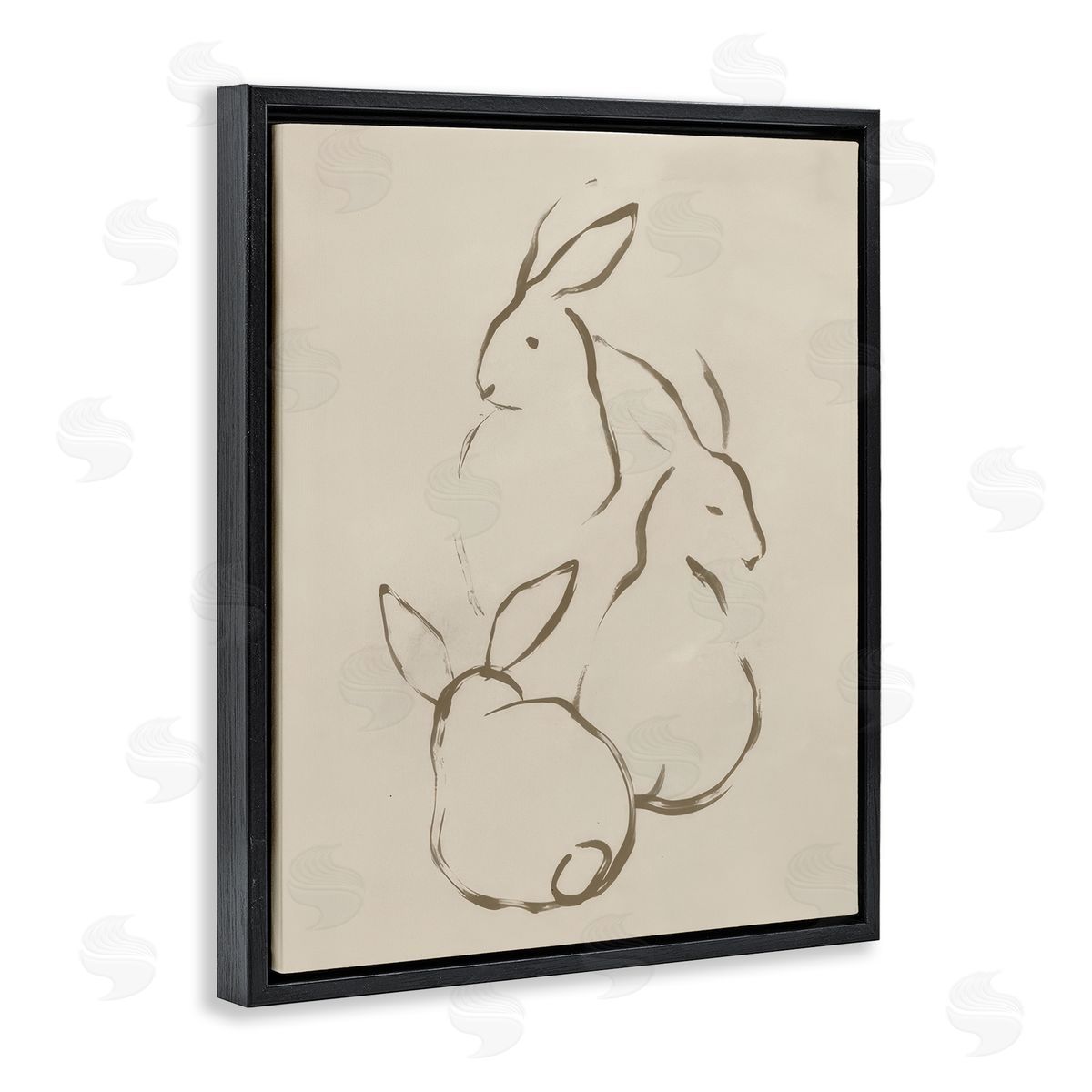 June Erica Vess Earthtone Rabbit Sketch Black Floating Frame Canvas Wall Art Print
