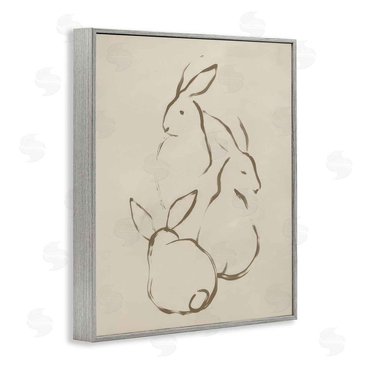 June Erica Vess Earthtone Rabbit Sketch Gray Framed Giclee Wall Art Print