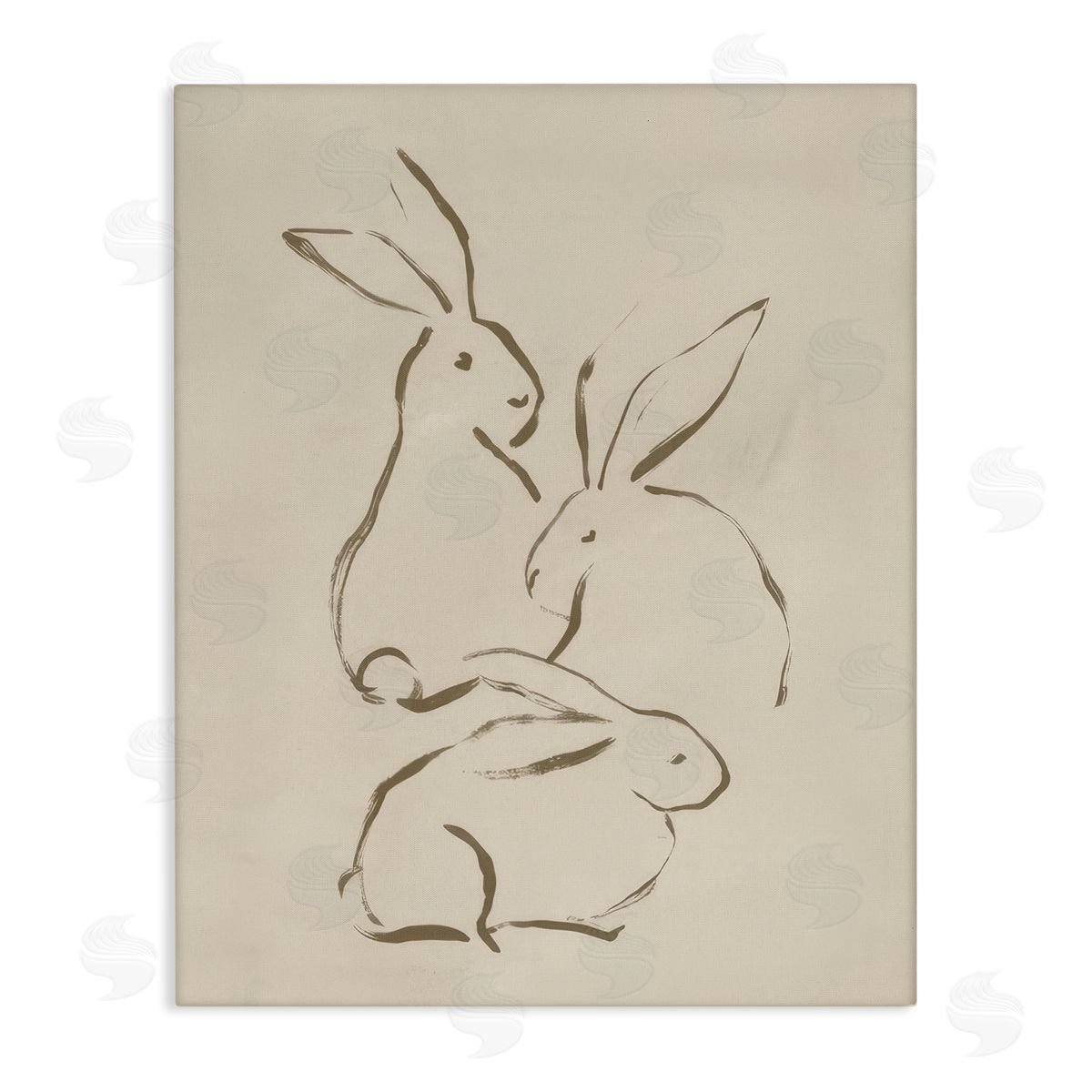 June Erica Vess Earthtone Bunny Sketch Canvas Wall Art Print