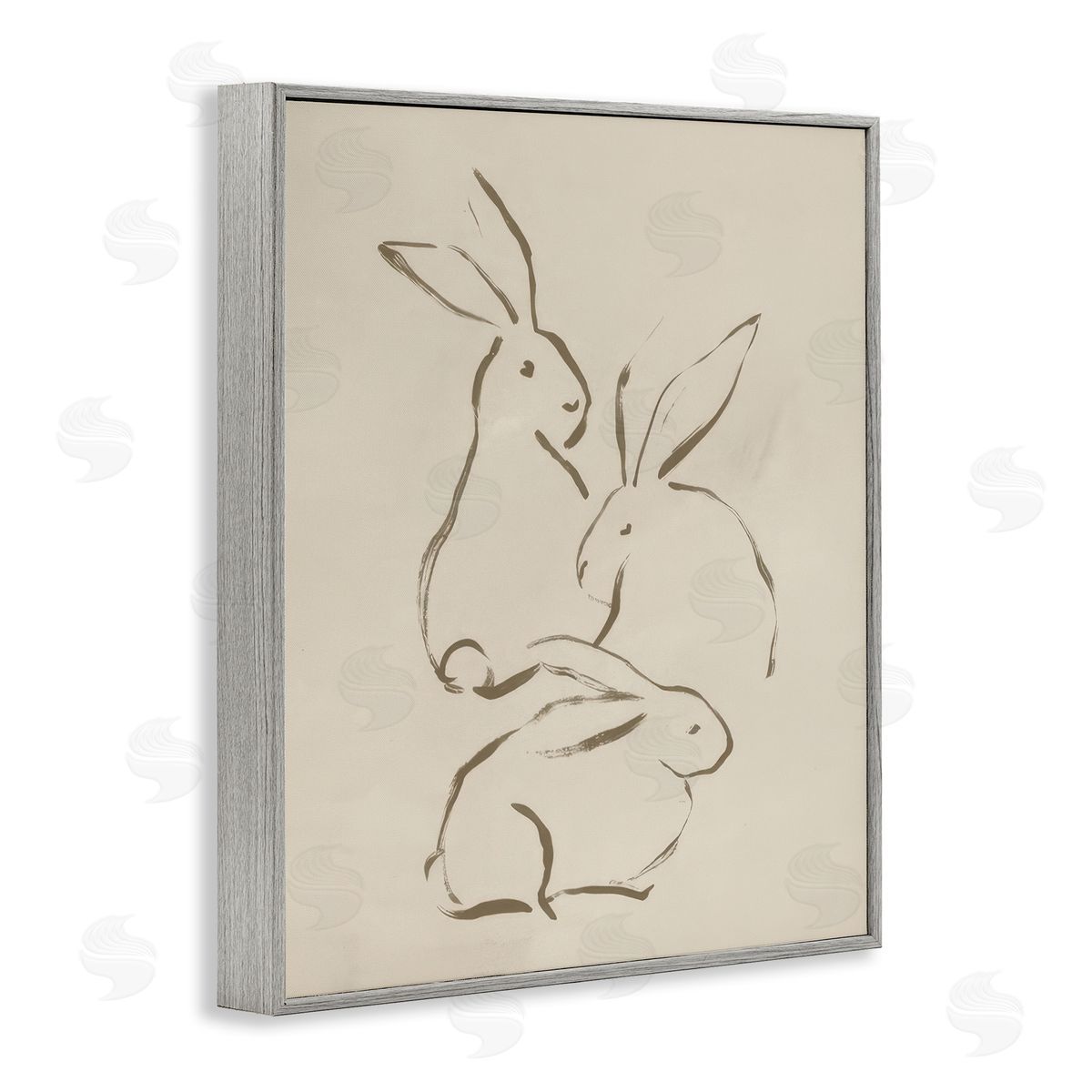 June Erica Vess Earthtone Bunny Sketch Gray Framed Giclee Wall Art Print