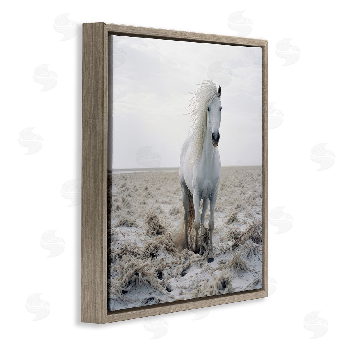 Ray Powers Windswept Beach Horse Brown Floating Frame Canvas Wall Art Print