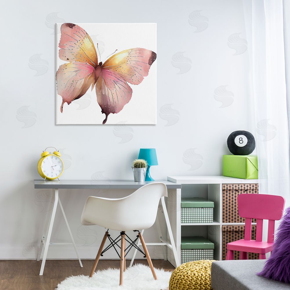 Birch & Ink Chic Pink Butterfly Canvas Wall Art Print in Room
