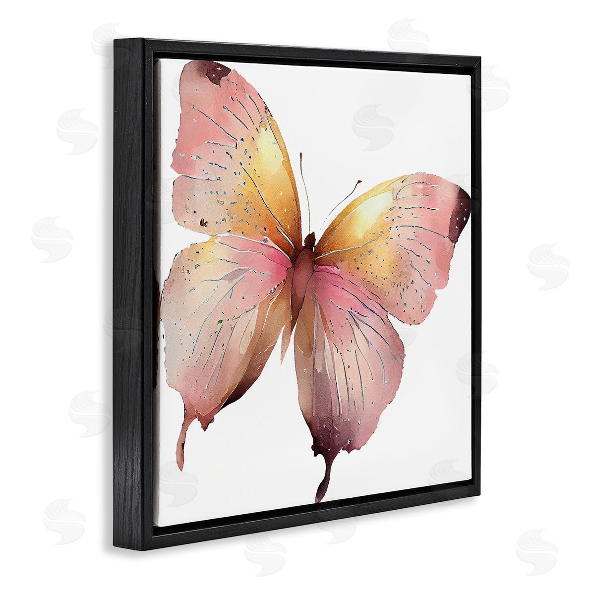 Birch & Ink Chic Pink Butterfly Black Floating Frame Canvas Wall Art Print