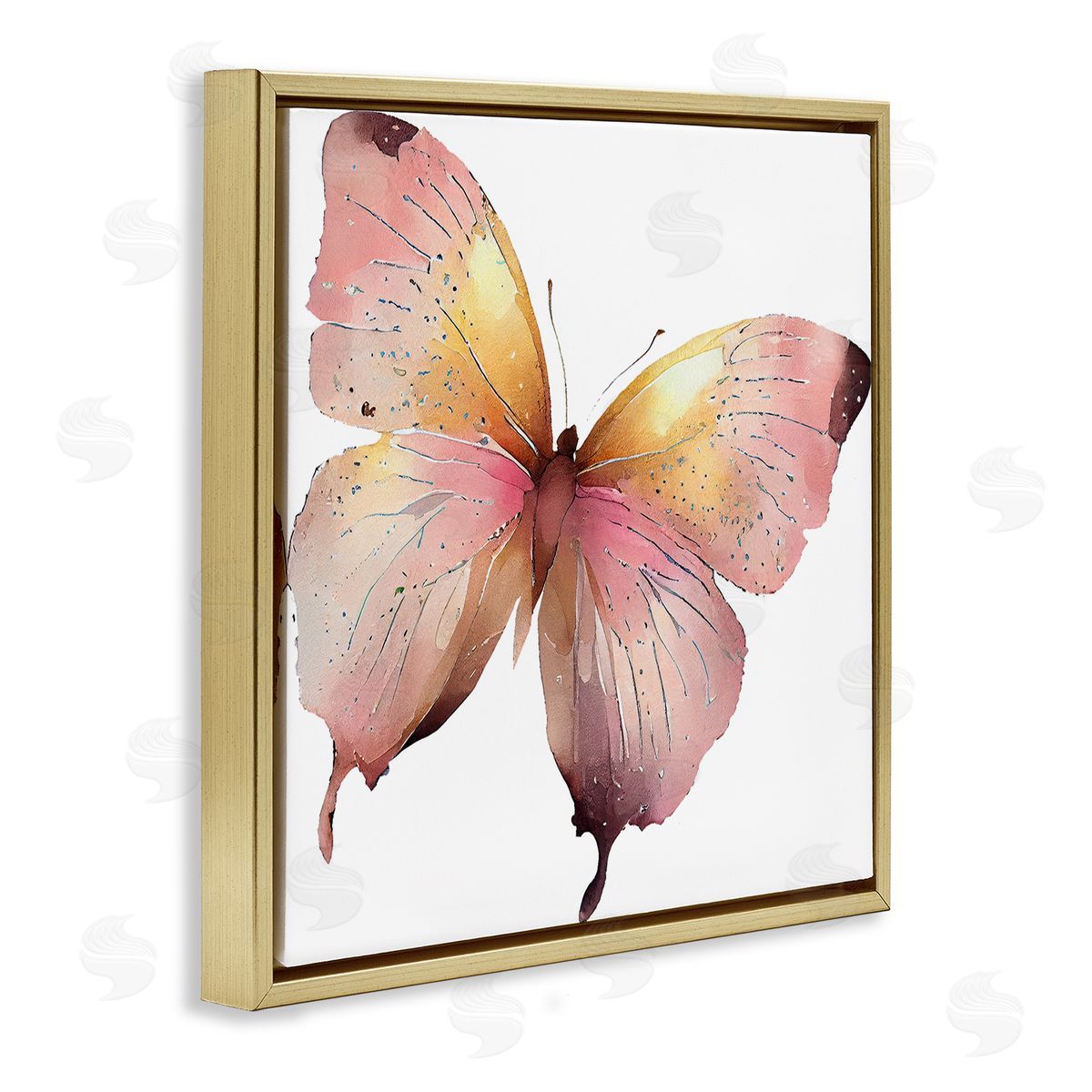 Birch & Ink Chic Pink Butterfly Gold Floating Frame Canvas Wall Art Print