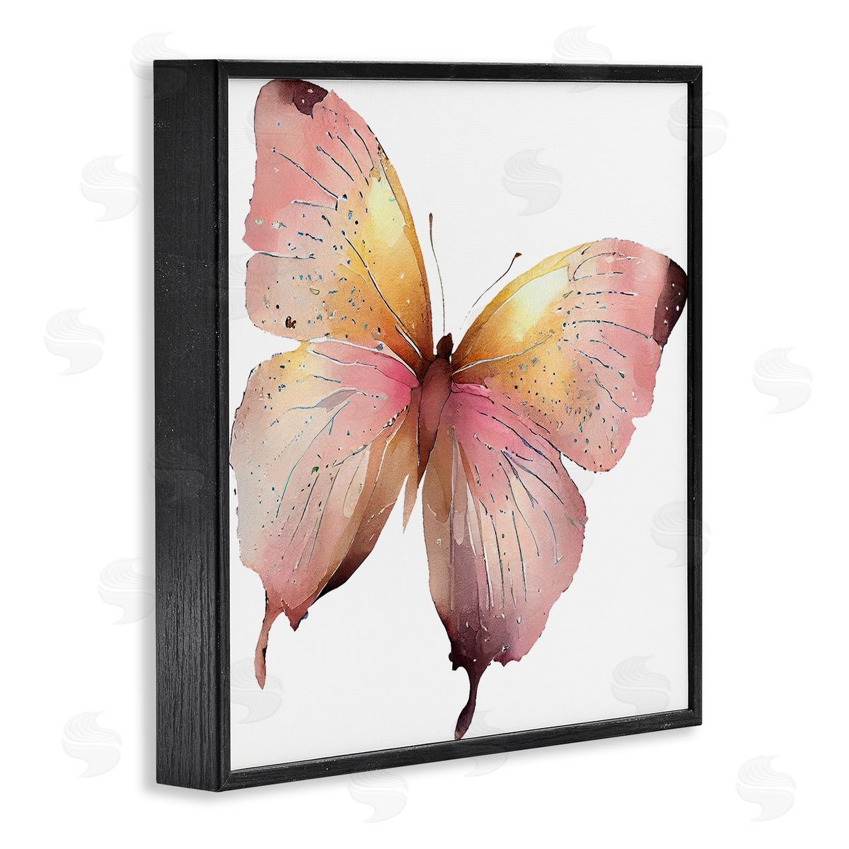 Birch & Ink Chic Pink Butterfly Black Framed Giclee Wall Art Print