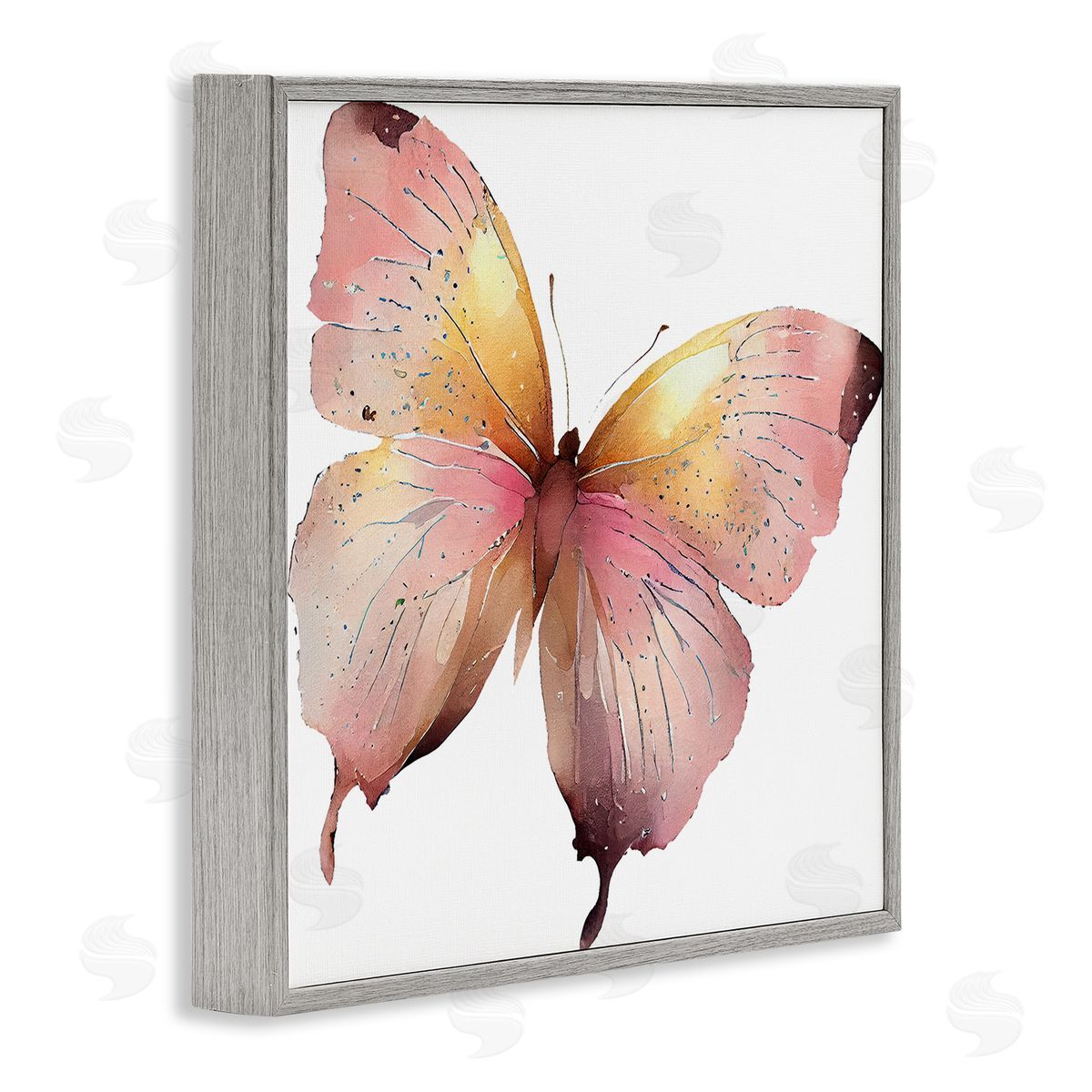 Birch & Ink Chic Pink Butterfly Gray Framed Giclee Wall Art Print