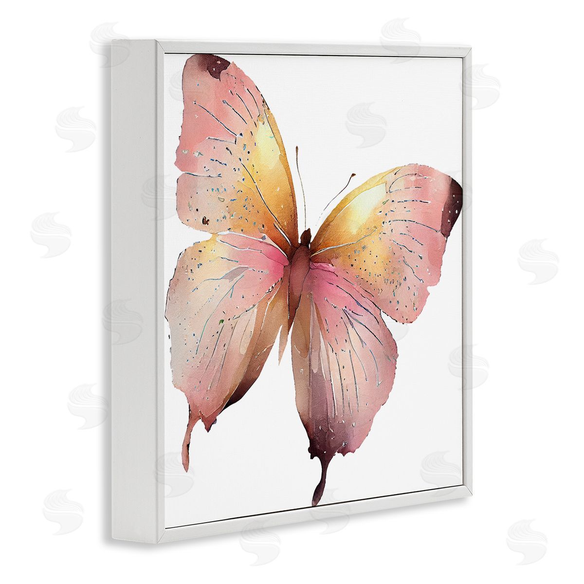 Birch & Ink Chic Pink Butterfly White Framed Giclee Wall Art Print